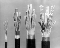 Modern cable - the three on the left are all twisted pair; the one on the right is coaxial (THG file photo).