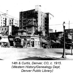 14th & Curtis, Denver, Co, c. 1915. (Western History/Genealogy Dept, Denver Public Library)