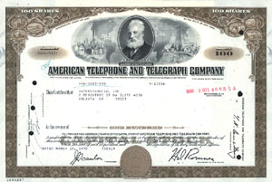 A 1970 stock certificate for AT&T (THG file photo)