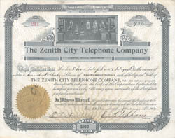 A Zenith Telephone Company stock certificate (THG file photo)